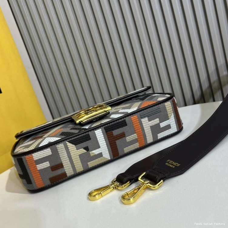 Affordable HOT Grey Medium Fendi Canvas Multi Bag Motif FF In Baguette 0727